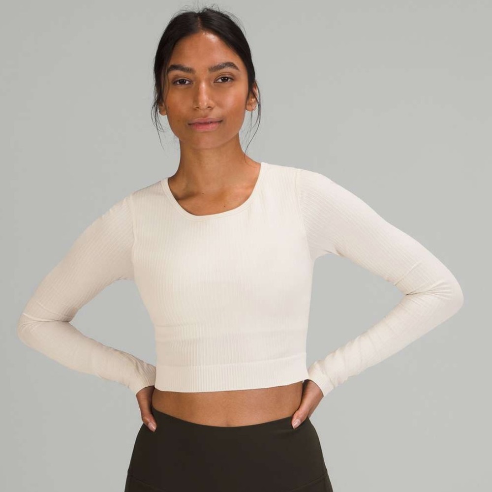 Lululemon Ebb to street long-sleeve shirt size 12 white opal